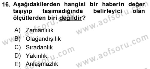 Acil Durum ve Afet Farkındalık Eğitimi Dersi 2021 - 2022 Yılı (Vize) Ara Sınav Soruları 16. Soru