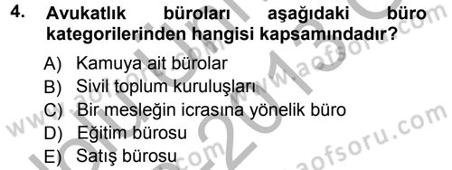 Büro Teknolojileri Dersi 2012 - 2013 Yılı (Vize) Ara Sınav Soruları 4. Soru