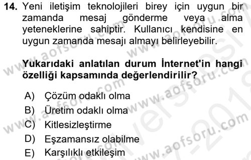 Gastronomi Ve Medya Dersi 2017 - 2018 Yılı (Final) Dönem Sonu Sınav Soruları 14. Soru