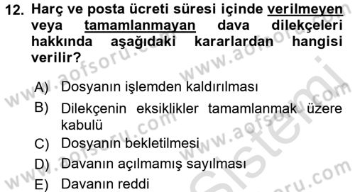 İdari Yargı Dersi 2015 - 2016 Yılı (Final) Dönem Sonu Sınav Soruları 12. Soru