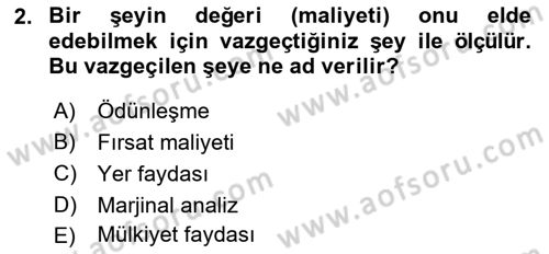 Afet Ekonomisi Ve Sigortacılığı Dersi 2020 - 2021 Yılı Yaz Okulu Sınav Soruları 2. Soru