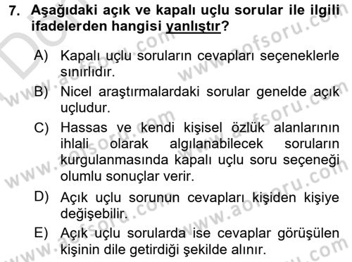 Uluslararası İlişkilerde Araştırma Yöntemleri Dersi 2025 - 2026 Yılı (Final) Dönem Sonu Sınav Soruları 7. Soru