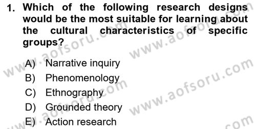 Research Methods Dersi 2021 - 2022 Yılı Yaz Okulu Sınav Soruları 1. Soru