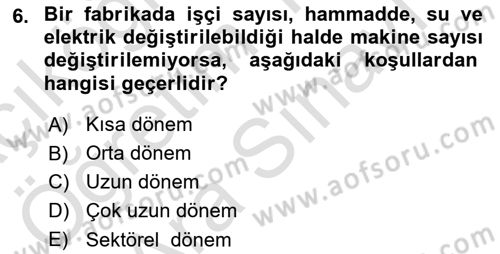Afet Ekonomisi Ve Sigortacılığı Dersi 2023 - 2024 Yılı (Vize) Ara Sınav Soruları 6. Soru