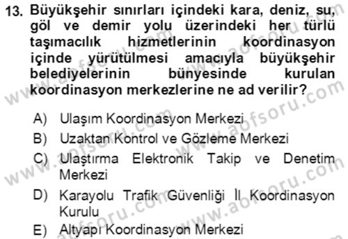 Afet Risk Azaltma Politikaları Dersi 2021 - 2022 Yılı (Vize) Ara Sınav Soruları 13. Soru