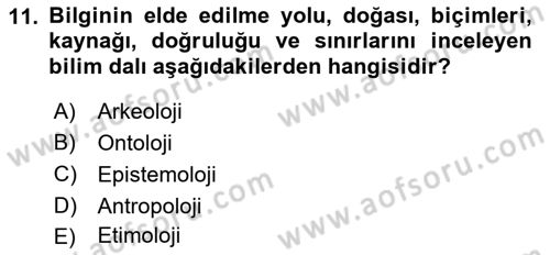 Sosyal Bilimlerde Araştırma Yöntemleri Dersi 2022 - 2023 Yılı (Vize) Ara Sınav Soruları 11. Soru