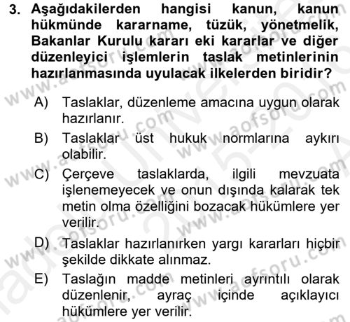Hukuk Dili Ve Adli Yazışmalar Dersi 2015 - 2016 Yılı (Vize) Ara Sınav Soruları 3. Soru