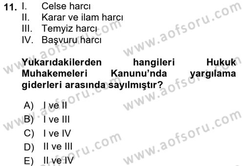 Damga Vergisi Ve Harçlar Bilgisi Dersi 2015 - 2016 Yılı (Final) Dönem Sonu Sınav Soruları 11. Soru