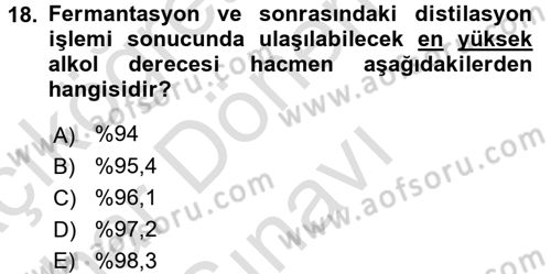 İçecek Bilgisi Dersi 2016 - 2017 Yılı (Final) Dönem Sonu Sınav Soruları 18. Soru