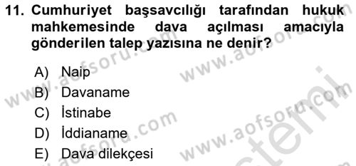 Temel Kalem Mevzuatı Bilgisi Dersi 2020 - 2021 Yılı Yaz Okulu Sınav Soruları 11. Soru