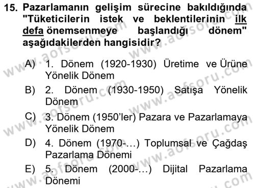 Yiyecek Ve İçecek İşletmeciliği Dersi 2024 - 2025 Yılı (Final) Dönem Sonu Sınav Soruları 15. Soru