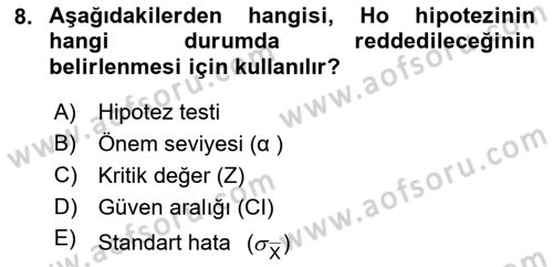 Veri Analizi Ve Değerlendirme Dersi 2022 - 2023 Yılı Yaz Okulu Sınav Soruları 8. Soru