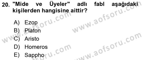 Yemek Sosyolojisi Dersi 2022 - 2023 Yılı Yaz Okulu Sınav Soruları 20. Soru