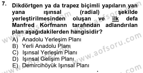Anadolu Arkeolojisi Dersi 2013 - 2014 Yılı (Vize) Ara Sınav Soruları 7. Soru