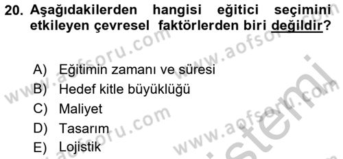 Acil Durum ve Afet Farkındalık Eğitimi Dersi 2018 - 2019 Yılı Yaz Okulu Sınav Soruları 20. Soru