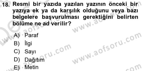 Kalem Mevzuatı Dersi 2018 - 2019 Yılı 3 Ders Sınav Soruları 18. Soru