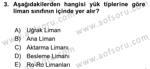Acil Durum ve Afetlerde Ulaştırma Yönetimi ve Uygulamaları Dersi 2024 - 2025 Yılı (Final) Dönem Sonu Sınav Soruları 3. Soru