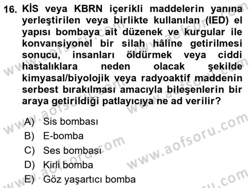 Kbrn Savunma Ve Güvenlik Dersi 2024 - 2025 Yılı (Vize) Ara Sınav Soruları 16. Soru