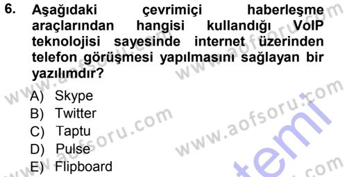 Büro Teknolojileri Dersi 2014 - 2015 Yılı (Vize) Ara Sınav Soruları 6. Soru