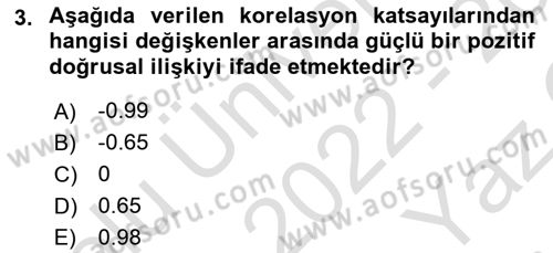 Veri Analizi Ve Değerlendirme Dersi 2022 - 2023 Yılı Yaz Okulu Sınav Soruları 3. Soru