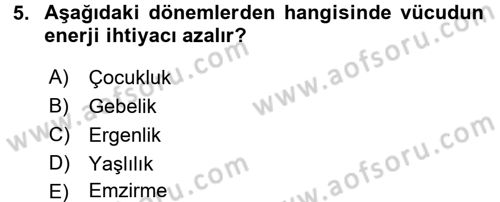 Beslenmenin Temel İlkeleri Dersi 2016 - 2017 Yılı (Final) Dönem Sonu Sınav Soruları 5. Soru