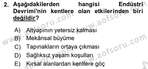 Kent, Planlama ve Afet Risk Yönetimi Dersi 2021 - 2022 Yılı (Vize) Ara Sınav Soruları 2. Soru