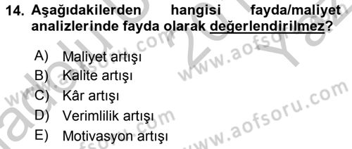 Büro Teknolojileri Dersi 2018 - 2019 Yılı Yaz Okulu Sınav Soruları 14. Soru