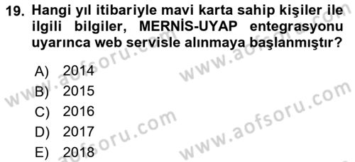 Mesleki Bilgisayar Ve Uyap Dersi 2023 - 2024 Yılı (Vize) Ara Sınav Soruları 19. Soru