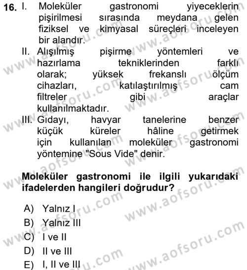 Menü Yönetimi Dersi 2017 - 2018 Yılı (Final) Dönem Sonu Sınav Soruları 16. Soru