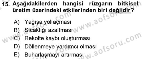 Gıda Coğrafyası Dersi 2016 - 2017 Yılı (Vize) Ara Sınav Soruları 15. Soru