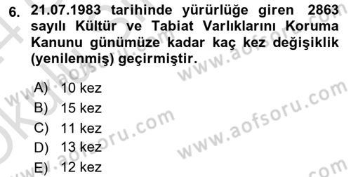 Arkeolojik Alan Yönetimi Dersi 2023 - 2024 Yılı Yaz Okulu Sınav Soruları 6. Soru