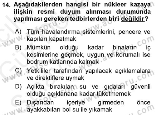 Kbrn Savunma Ve Güvenlik Dersi 2018 - 2019 Yılı (Vize) Ara Sınav Soruları 14. Soru
