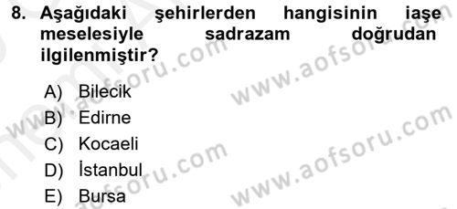 Osmanlı Mutfağı Dersi 2018 - 2019 Yılı (Vize) Ara Sınav Soruları 8. Soru