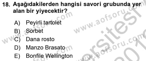 Menü Yönetimi Dersi 2018 - 2019 Yılı Yaz Okulu Sınav Soruları 18. Soru