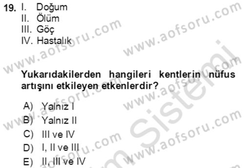 Afet Risk Azaltma Politikaları Dersi 2019 - 2020 Yılı (Vize) Ara Sınav Soruları 19. Soru