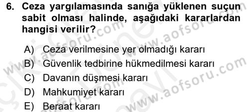 Hukuk Dili Ve Adli Yazışmalar Dersi 2017 - 2018 Yılı (Final) Dönem Sonu Sınav Soruları 6. Soru