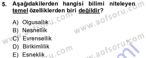 Sosyal Bilimlerde Araştırma Yöntemleri Dersi 2013 - 2014 Yılı (Vize) Ara Sınav Soruları 5. Soru