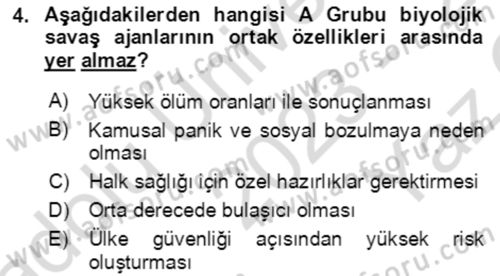 Kbrn Savunma Ve Güvenlik Dersi 2023 - 2024 Yılı Yaz Okulu Sınav Soruları 4. Soru