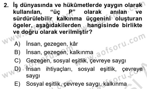 Gastronomi Ve Sürdürülebilirlik Dersi 2022 - 2023 Yılı Yaz Okulu Sınav Soruları 2. Soru