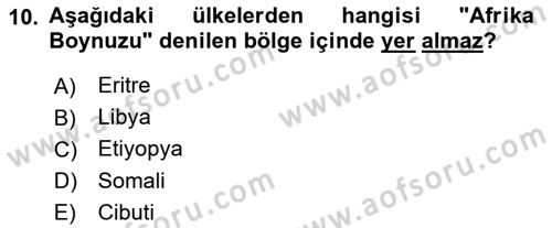 Afet Yönetimi 2 Dersi 2018 - 2019 Yılı 3 Ders Sınav Soruları 10. Soru