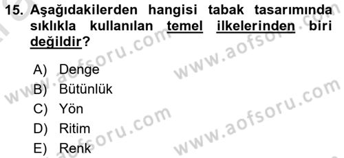Gastronominin Temelleri Dersi 2024 - 2025 Yılı (Vize) Ara Sınav Soruları 15. Soru