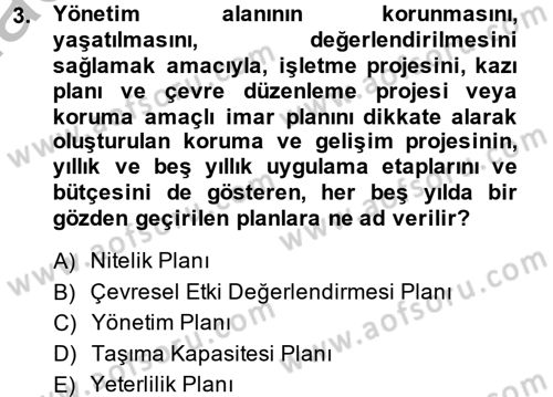 Arkeolojik Alan Yönetimi Dersi 2014 - 2015 Yılı (Vize) Ara Sınav Soruları 3. Soru