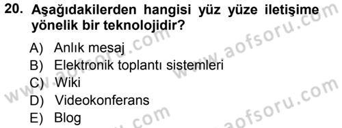 Büro Teknolojileri Dersi 2012 - 2013 Yılı (Vize) Ara Sınav Soruları 20. Soru