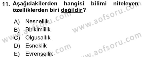 Sosyal Bilimlerde Araştırma Yöntemleri Dersi 2016 - 2017 Yılı (Vize) Ara Sınav Soruları 11. Soru
