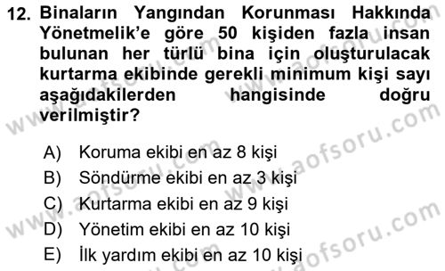 Arama Kurtarma Bilgisi ve Etik Değerler Dersi 2020 - 2021 Yılı Yaz Okulu Sınav Soruları 12. Soru