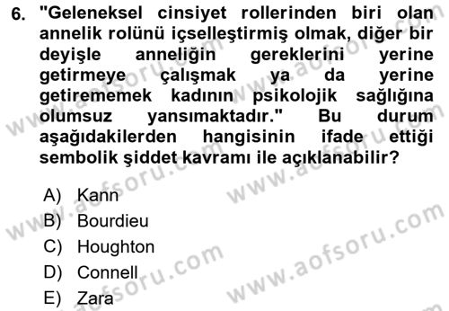 Afet Psikolojisi ve Sosyolojisi Dersi 2021 - 2022 Yılı (Final) Dönem Sonu Sınav Soruları 6. Soru