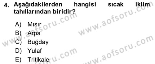 Gıda Coğrafyası Dersi 2022 - 2023 Yılı (Vize) Ara Sınav Soruları 4. Soru