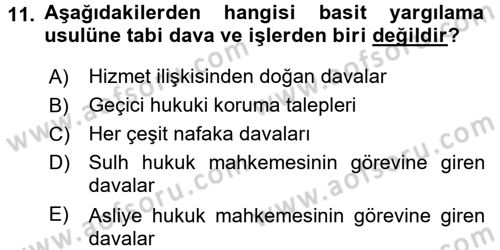 Hukuk Dili Ve Adli Yazışmalar Dersi 2015 - 2016 Yılı (Vize) Ara Sınav Soruları 11. Soru