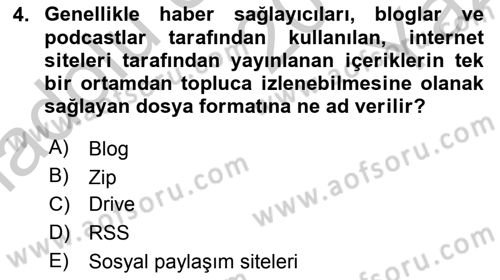 Büro Teknolojileri Dersi 2018 - 2019 Yılı Yaz Okulu Sınav Soruları 4. Soru
