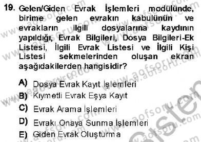 Ulusal Yargı Ağı Projesi 1 Dersi 2013 - 2014 Yılı (Vize) Ara Sınav Soruları 19. Soru